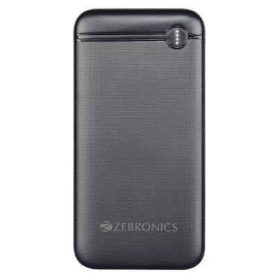 ZEBRONICS MB10000S11 Power Bank, 10000 mAh, Rapid Charge, 20W Output, Dual USB Output, PD 3.0 Type C, Built-in Protections, LED Indicator (Black)