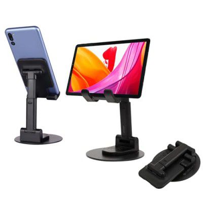 ZEBRONICS MTS100 Mobile & Tablet Stand with 360° Rotation, Foldable Design, Adjustable Height, Multi Angle Adjustment, Anti-Skid Base, Soft Resting Pad