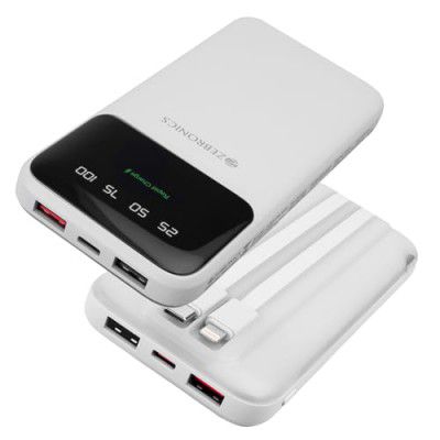 ZEBRONICS MW60 Power Bank, 10000 mAh, Rapid Charge, 20W Output, Dual Type C (White)