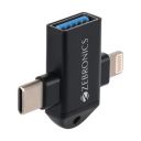 ZEBRONICS OTG2, 2 in 1 Lightning | Type C - USB OTG Converter, USB 3.0, Backward Compatible, Speeds Upto 5Gbps, Compatible...