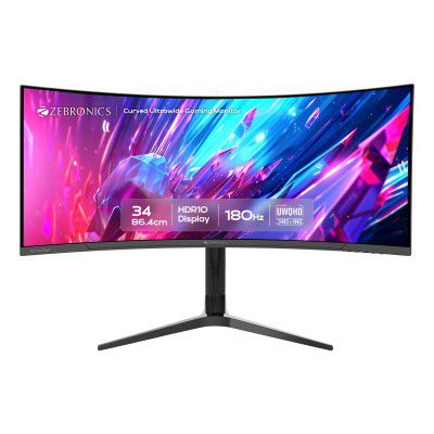 Zebronics PA234 34" 1500R Curved Ultrawide Gaming Monitor, UWQHD 3440x1440, 180Hz