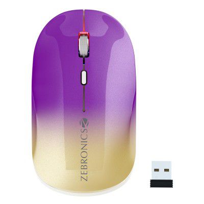 ZEBRONICS Poise Rechargeable Wireless Mouse, Dual Mode (2.4GHz + BT), Upto 1600 DPI