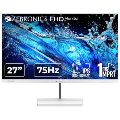 ZEBRONICS S27A 27" LED Monitor, 75Hz, Dual Input - HDMI + VGA, Built-in Speakers, Wall Mountable