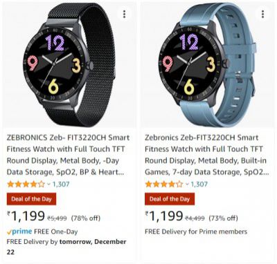 ZEBRONICS Smart Watches upto 75% off