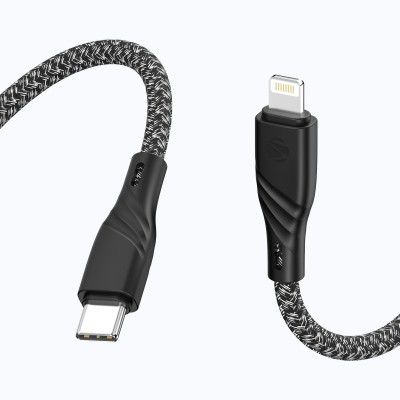 Zebronics Type-C to Lightning Fast Charging Cable, 27W PD Rapid Charging, 1.5 Meter Length (TL300, Black+White)