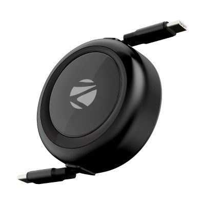Zebronics Type C - Type C Retractable Cable, 60 Watts (Wattz 60RCC1, Black)