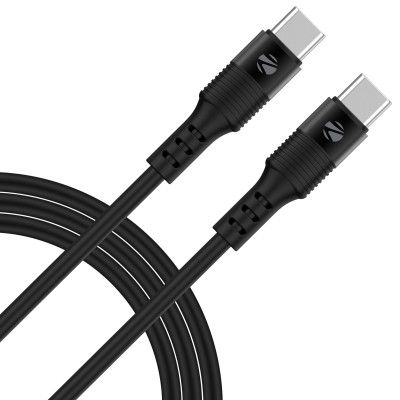 Zebronics Wattz 60CC2 Type-C to Type-C Soft Silicone Cable, PD 60W, 1 Meter (Black)