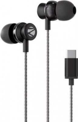 ZEBRONICS Zeb-Buds C10, with In-Line Mic, Type-C, Metallic Design Wired (Black, In the Ear)