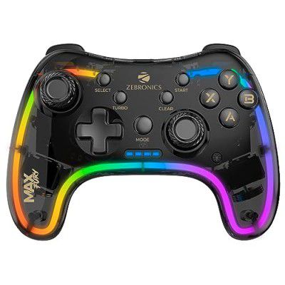 Zebronics MAX FURY Transparent RGB LED Illuminated Wired Gamepad for Windows PC, Android