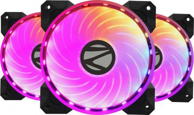 ZEBRONICS ZEB-PGF520C 120mmx3 Premium Chassis ARGB Fans Combo Kit with RGB Controller, Remote, 35CFM Airflow, RGB Sync, Hydro Bearing, 18 LED Fans, ARGB Extender and Dual 3 Pin Connector.