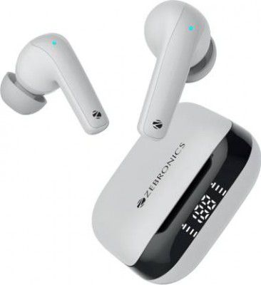 ZEBRONICS Zeb-Pods K2, Upto 40H Backup, Dual EQ Mode,Quad Mic ENC, 40ms Low Latency Gaming Bluetooth without Mic (White, In the Ear)