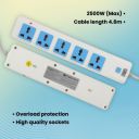 ZEBRONICS ZEB PS5500 PLUS 5 Socket Extension Boards 4.8 meters Wire...