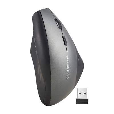 Zebronics Zeb-Shooter Wireless Vertical Mouse with 6 Buttons, 1600DPi and 2.4GHz Wireless Nano Receiver (Black)