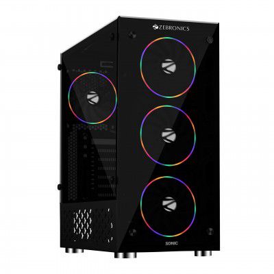 Zebronics Zeb-Sonic Gaming Chassis Comes with Tempered Glass & Multi-Color LED Halo Rings