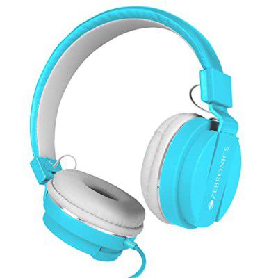 Zebronics Zeb-Storm Wired Headphone with 3.5mm Jack, Built in Microphone for Calling (Blue)