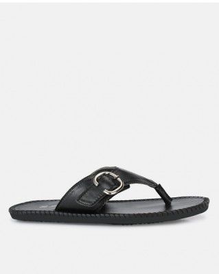 ZEBX Slip-on T-strap Sandals (Black)