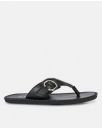 ZEBX Slip-on T-strap Sandals (Black)...