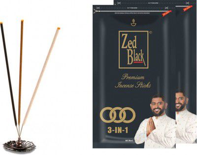 Zed Black Zipper Medium 3in1, Incense Stick for Pooja, Havan, Fresh (2, Set of 2)