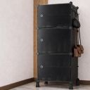Zemic Multipurpose Modular Plastic Shoe Rack for Home with Door [Black, 4-Legs-6-Shelf]...