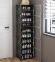 Zemic Portable Shoe Rack for Home Plastic with Door, Adjustable Plastic Shoe Rack (10-SHELF-5-DOOR, Black)...