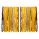 ZENEME Gold-Plated Matte Finish Velvet White American Diamonds Studded Bangles Set Of 36 For Girls and Women...