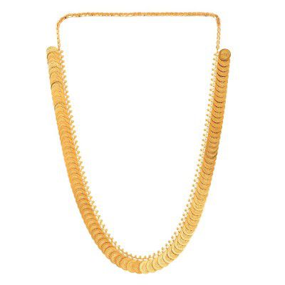 ZENEME Necklace Gold Plated Long Temple Coin Traditional Fashion Jewellery Set For Women and Girls