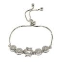 ZENEME Rhodium-Plated Silver Toned White American Diamond studded Oval Shaped Link Bracelet Jewellery for Girls and Women...