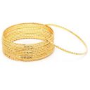 ZENEME Set Of 12 Gold-Plated Handcrafted Textured Classic Bangles For Girls and Women...