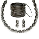 ZENEME Silver Plated Oxidised American Diamond Studded Necklace With Earring and Bangle Jewellery Set For Women and Girl (Black, 2.6)...
