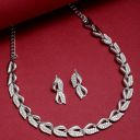 ZENEME Women Silver-Plated American Diamond Studded Jewellery Set...