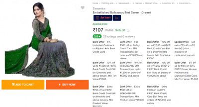 Zenomics Embellished Bollywood Net Saree (Green)