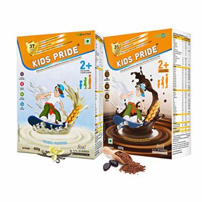 ZeoNutra Kids Pride Health Drink - Child Height Growth, Brain Development & Eye Health Nutrition Drink Milk Powder for 2 to 7 Years Kids (2x400 g, Chocolate & Vanilla) (Chocolate, Pack of 1)