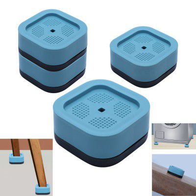 Zerfa Stackable Washer Dryer Anti Vibration Pads, Fridge Washing Machine Leveling Feet Anti Walk Pads Shock Absorber Furniture Lifting Base (ZP963 Square (Blue))