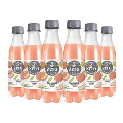 Zero Peach Sparkling (Fizzy) Water - Pack of 6, 250 ml 