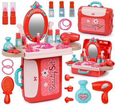zest 4 toyz Beauty Set for Kids Girls 3 in 1 Learning Educational Make Up Suitcase Kit with 