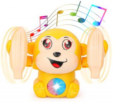 Zest 4 Toyz Dancing Monkey Musical Toy for Kids Baby Spinning Rolling Doll Tumble Toy (Random Color Dispatch)
