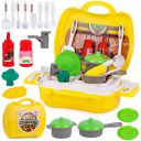 zest 4 toyz Plastic Kitchen Set for Kids Girls Cooking Toy with Briefcase and Accessories Pretend Play Toys Portable Role Play (26 PCS - Yellow)...