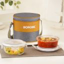 Zest Borosilicate Glass Lunchbox, 2 pc Round Set (400 ml Each), Vertical Tiffin 2 Containers Glass Office Lunch Box (800 ml)...