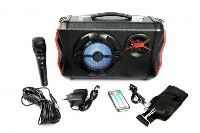 Zeus Electra Entertainment Redefined Portable 2 Speaker with Inputs from Bluetooth, FM, USB, Micro SD, Aux, Guitar with a 1 Bundled Wired Mic (Black)