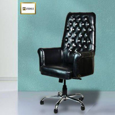zidle MAHARAJA ROYAL CUSHION CHAIR WITH 3 YEARS WARRANTY Leather Office Executive Chair  (Black, Pre-assembled)