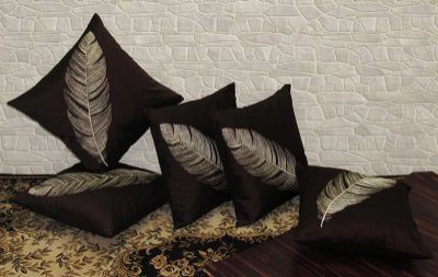 Zikrak Exim Tempting Embroidery Cushion Cover 16 X 16, Pack of 5 (XTREE Brown)
