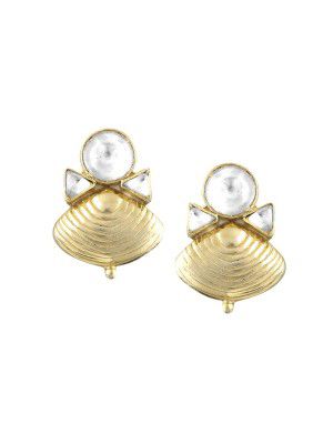 Zilver Sterling Silver Yellow Gold Plated Uncut Ethnic Earrings