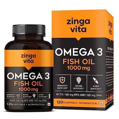 Zingavita High Strength Omega 3 Fish Oil 1000mg (120 Capsules), Mercury Free Formula for Healthy Heart, Joints & Eyes for Men & Women, 4 Months Supply
