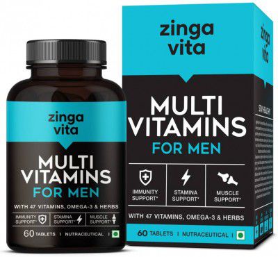 Zingavita Multivitamin Tablets for Men With Vitamins, Omega-3 & Herbs to Enhance Energy (60 Tablets)