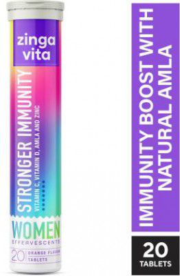 Zingavita Vitamin C 1000mg + Zinc Effervescent Tablets 20 Count, Strong Immunity (20 Tablets)