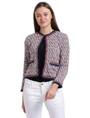 Zink London Multi-Coloured Polyester Elastene Lace Insert Knitts Jacket for Women