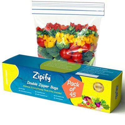 Zipify Zip Lock Bag | Pack of 45-15 L+15 M+15 S | Ziplock Pouch, MultiPurpose Storage Double Zipper Bag