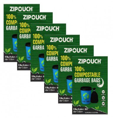 ZIPOUCH Compostable Garbage Covers Medium Size 19x21" | 75 Bags (5 Packs of 15)