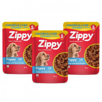 ZIPPY 1-12 Month Puppy Dog Food 255g, Pack of 3 (85g Each Pack) 