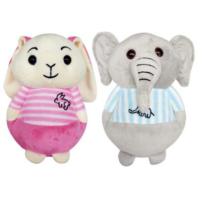 Zitto - Elephant & Rabbit Soft Toy/Plush Toy (Combo of 2) 18 cm Each | Playful Stuffed Toy for Girls & Boys